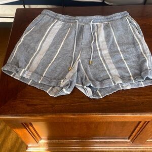 Ellen Tracy Blue Striped Linen Shorts- medium